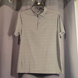 Champion Men's Polo Shirt L Gray Purple Striped Short Sleeve Polyester Logo